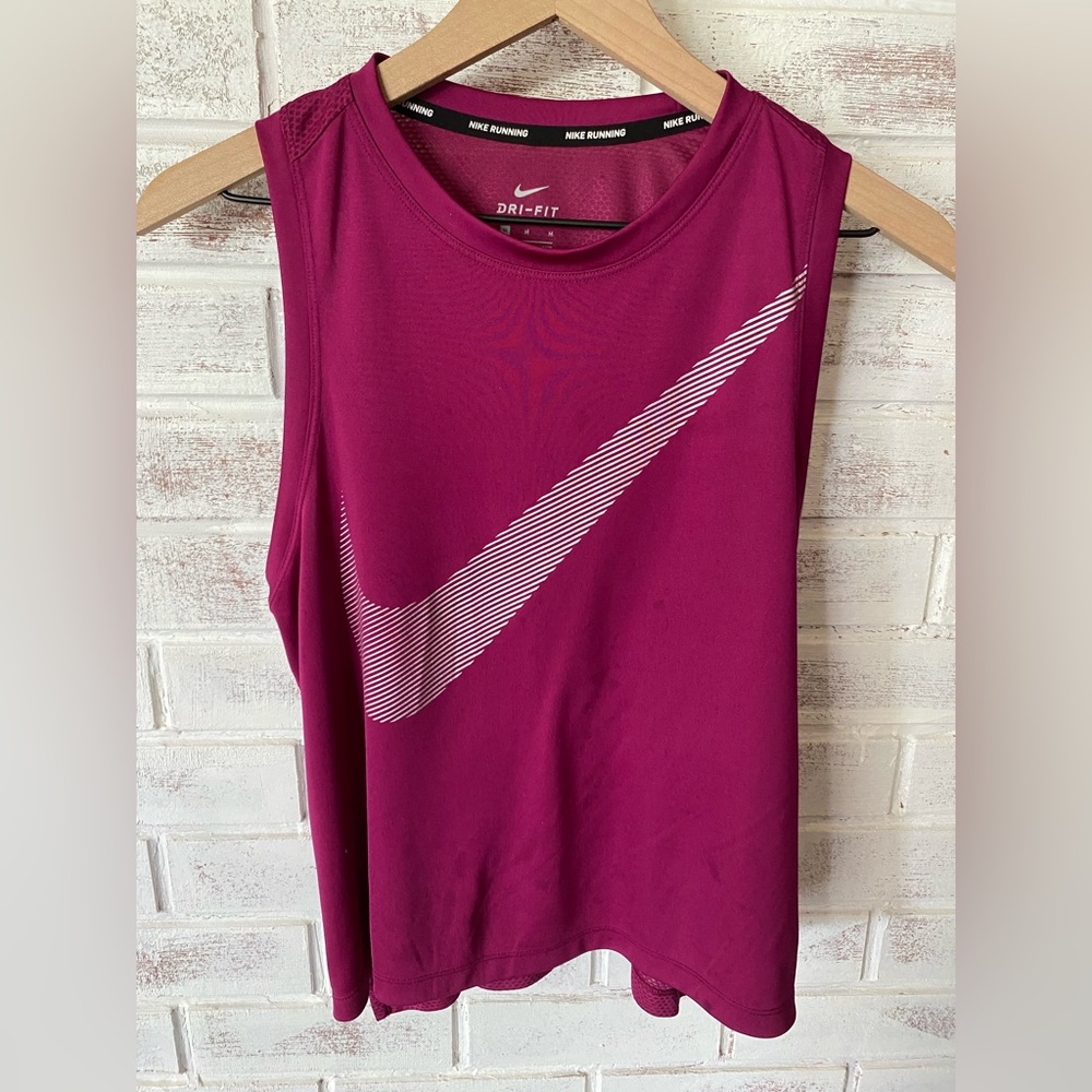 Nike Women's Dri-FIT Tank Top - Magenta with White Swoosh